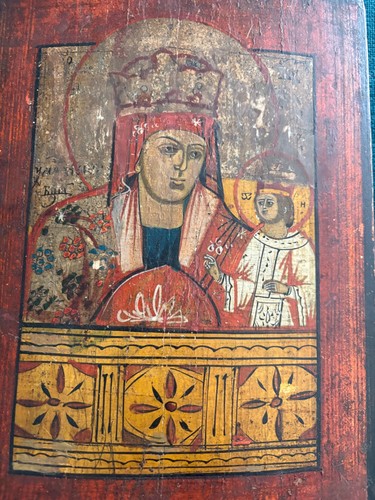 Antike ikone muttergottes mit - antike,