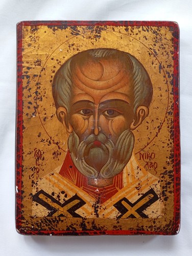 Alte ikone nikolaus holz - alte,