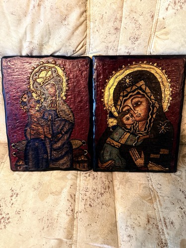 Alte ikonen auf holz - ikonen, madonna